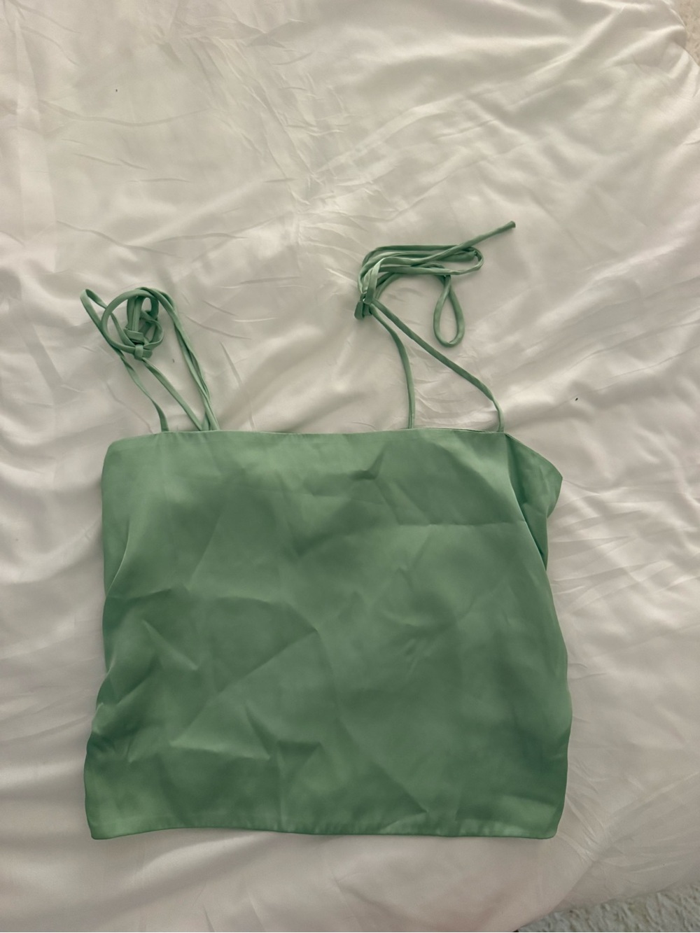 Urban Outfitters Sage Green Satin Tie-Strap Cami